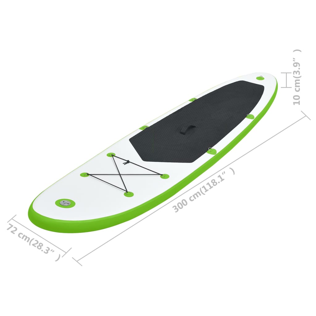 vidaXL Nadmuchiwana deska SUP z akcesoriami, zielono-biała