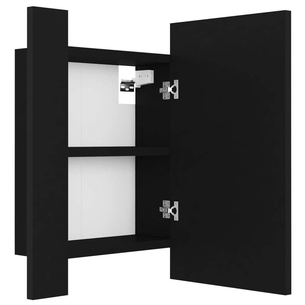 vidaXL Szafka łazienkowa z lustrem i LED, czarna, 40x12x45 cm, akryl
