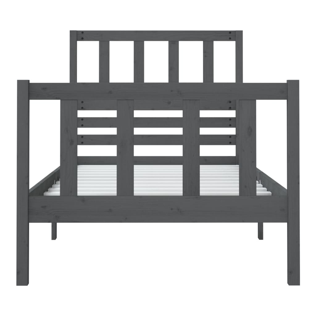 vidaXL Rama łóżka, szara, 75x190 cm, lite drewno
