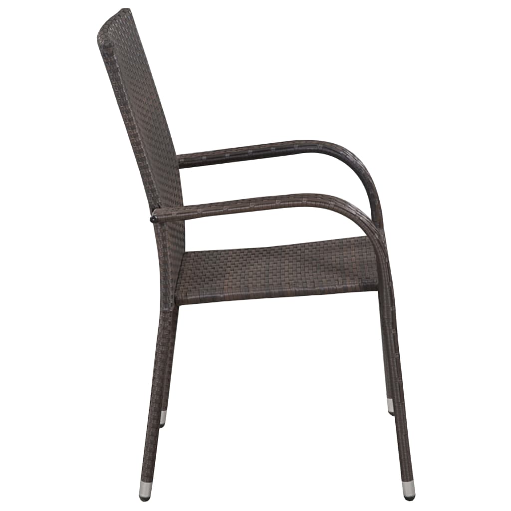 vidaXL Sztaplowane krzesła ogrodowe, 2 szt., polirattan, brązowe