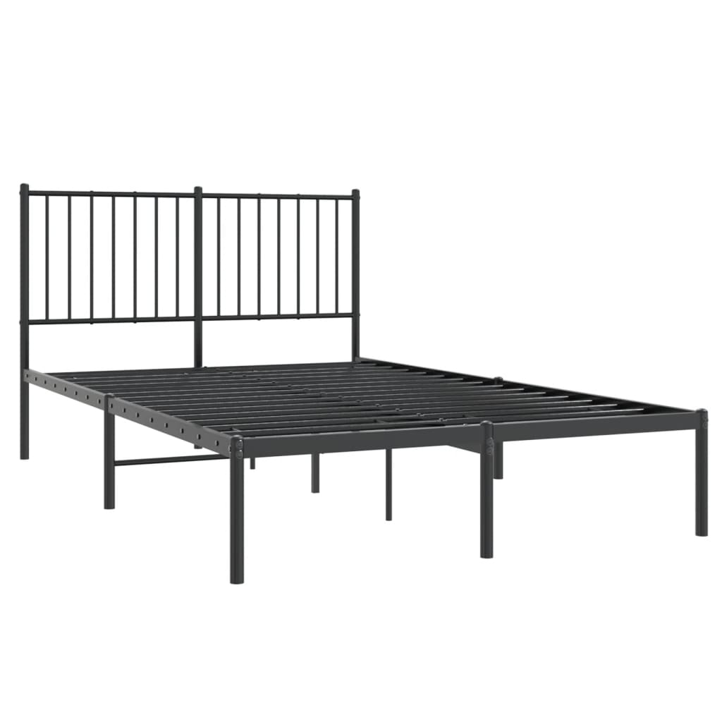 vidaXL Metalowa rama łóżka z wezgłowiem, czarna, 120x200 cm