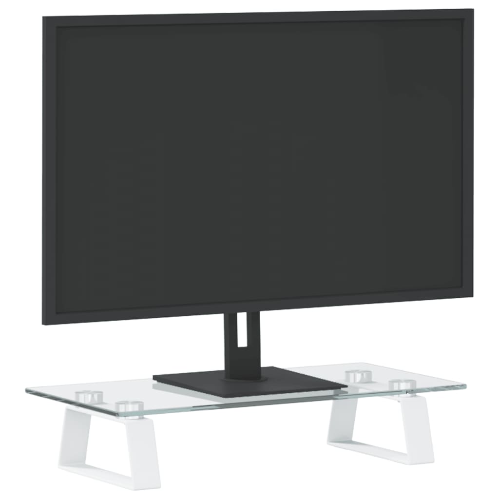 vidaXL Podstawka pod monitor, biała, 40x20x8 cm, szkło i metal