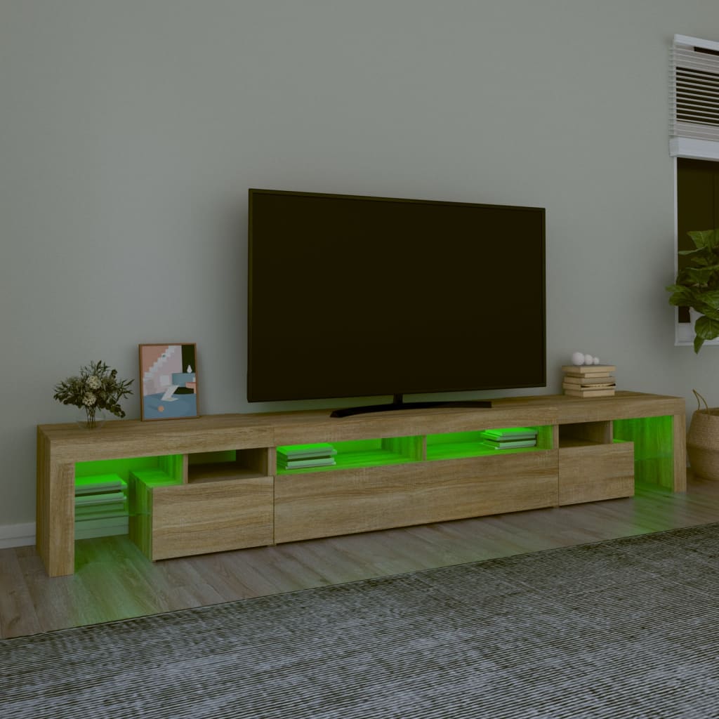 vidaXL Szafka pod TV z oświetleniem LED, dąb sonoma, 260x36,5x40 cm