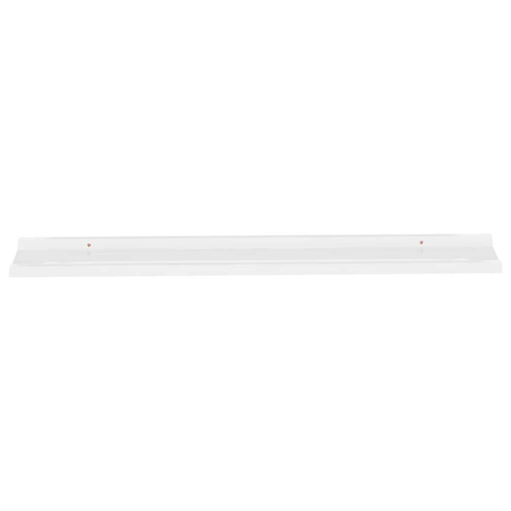vidaXL Półki ścienne, 2 szt., wysoki połysk, białe, 115x9x3 cm