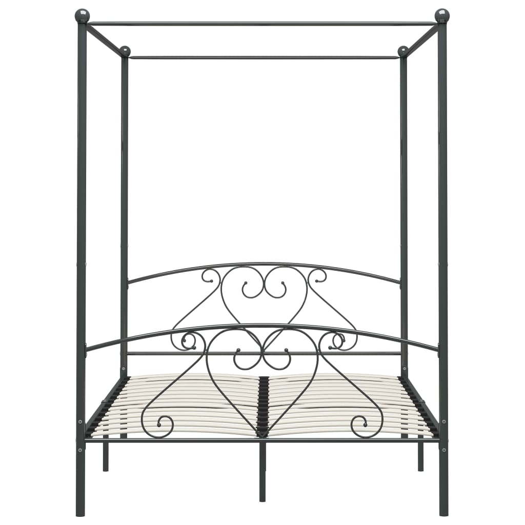 vidaXL Rama łóżka z baldachimem, szara, metalowa, 160 x 200 cm