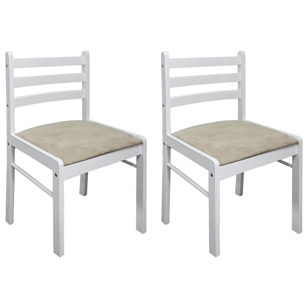 vidaXL Krzesła stołowe, 2 szt., białe, drewno kauczukowe i aksamit