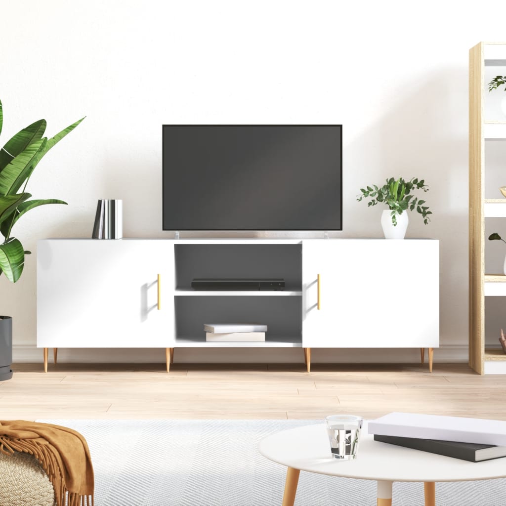 vidaXL Szafka pod TV, wysoki połysk, biała, 150x30x50 cm