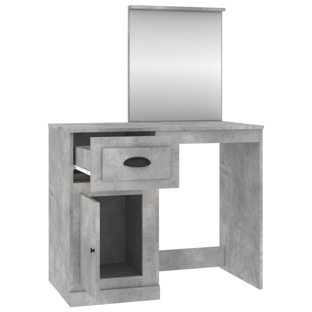 vidaXL Toaletka z lustrem, szarość betonu, 90x50x132,5 cm
