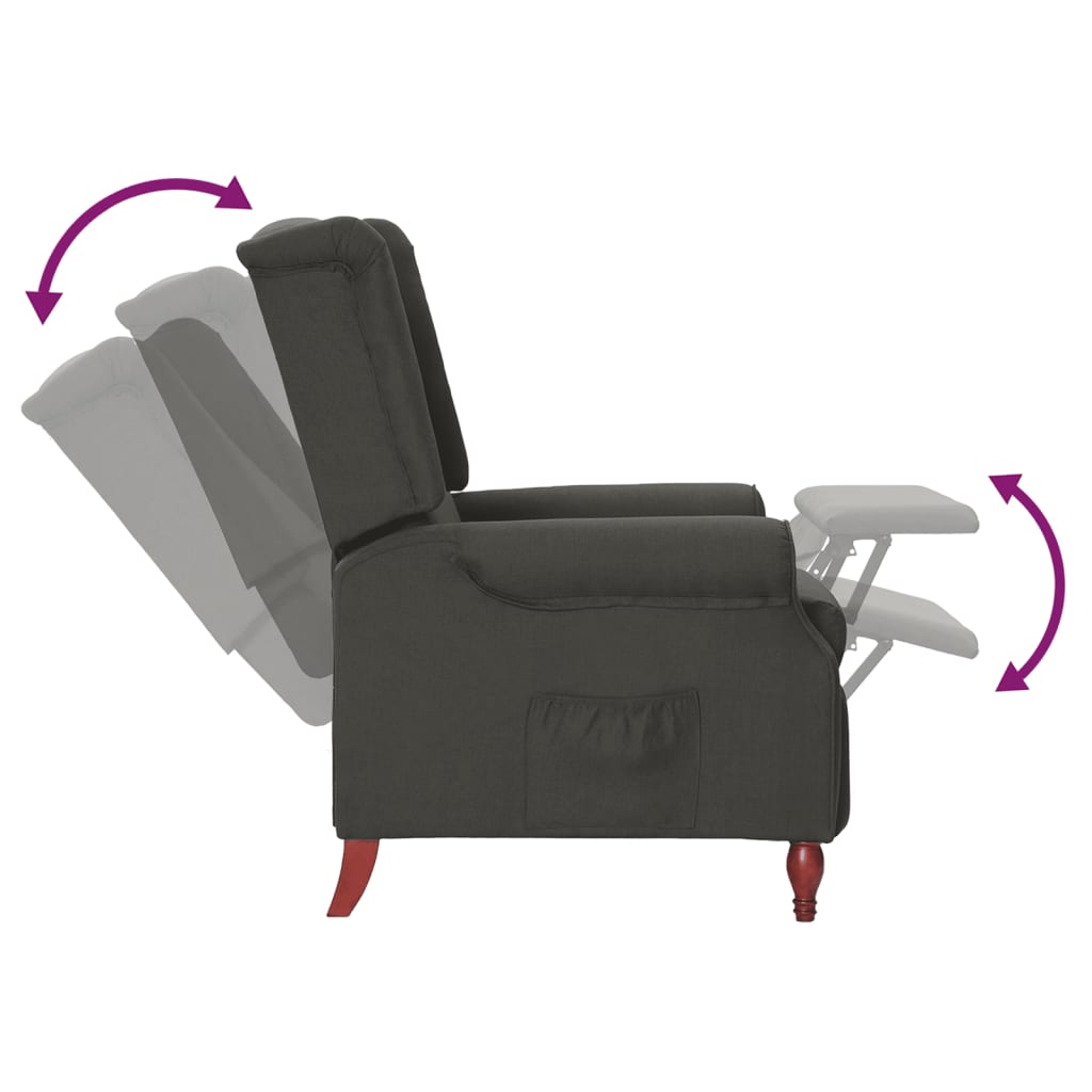 vidaXL Fotel rozkładany, ciemnoszary, tapicerowany tkaniną