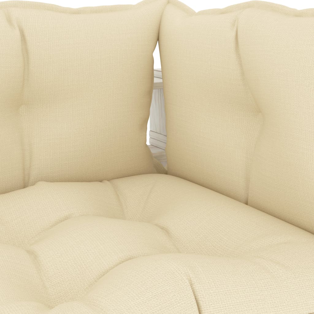 vidaXL Ogrodowe siedzisko narożne z palet, z kremowymi poduszkami