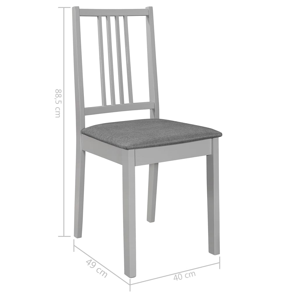 vidaXL Krzesła z poduszkami, 6 szt., szare, lite drewno