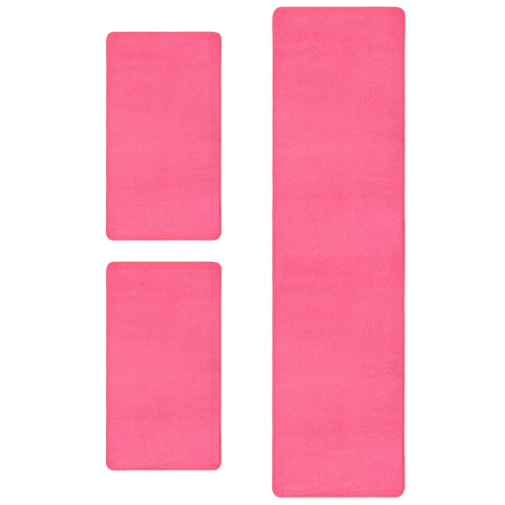 vidaXL Puszyste dywaniki do sypialni, z długim włosiem, 3 szt., różowe
