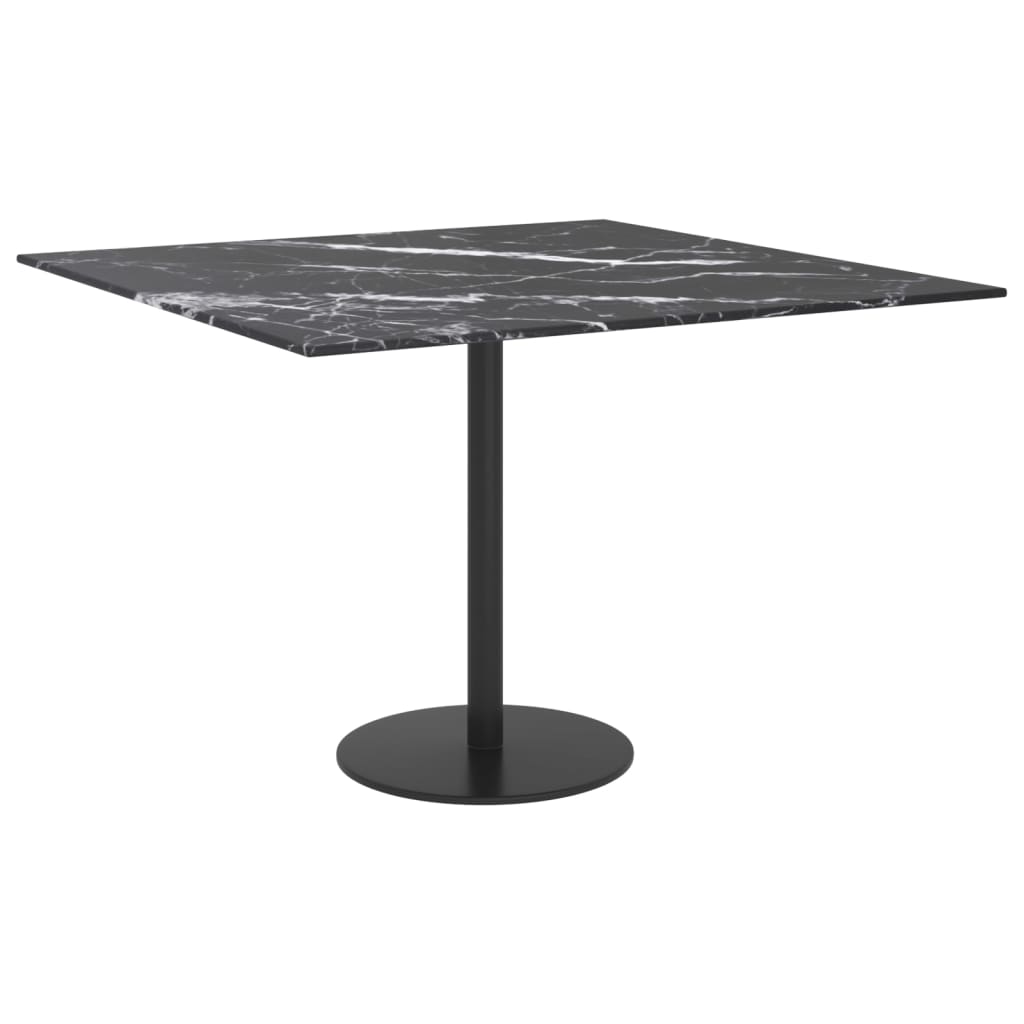 vidaXL Blat stołu, czarny, 60x60 cm, 6 mm, szkło ze wzorem marmuru