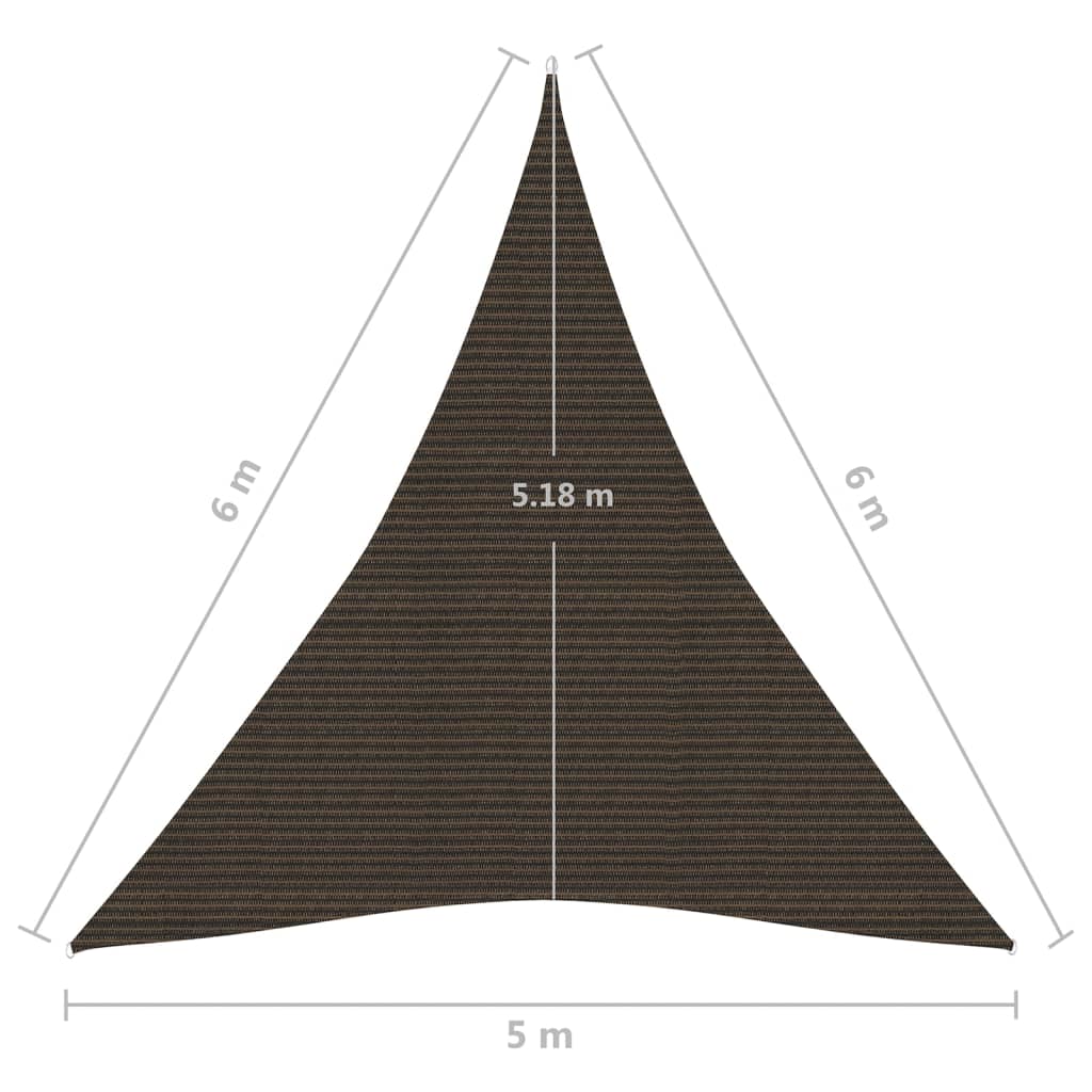 vidaXL Żagiel przeciwsłoneczny, 160 g/m², brązowy, 5x6x6 m, HDPE