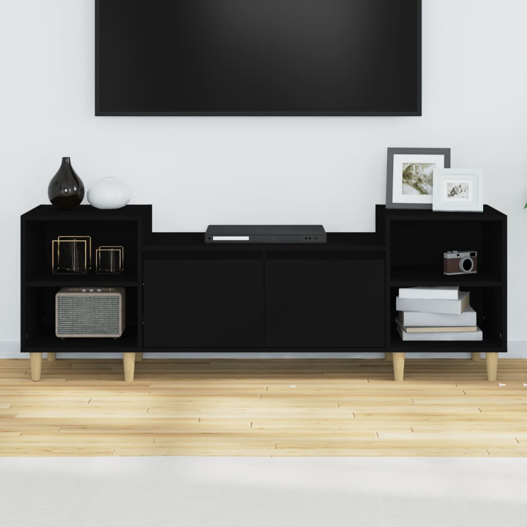vidaXL Szafka pod TV, czarna, 160x35x55 cm, materiał drewnopochodny