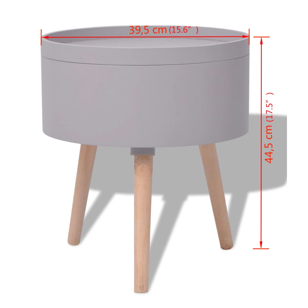 vidaXL Okrągły stolik z tacą 39,5x44,5 cm szary