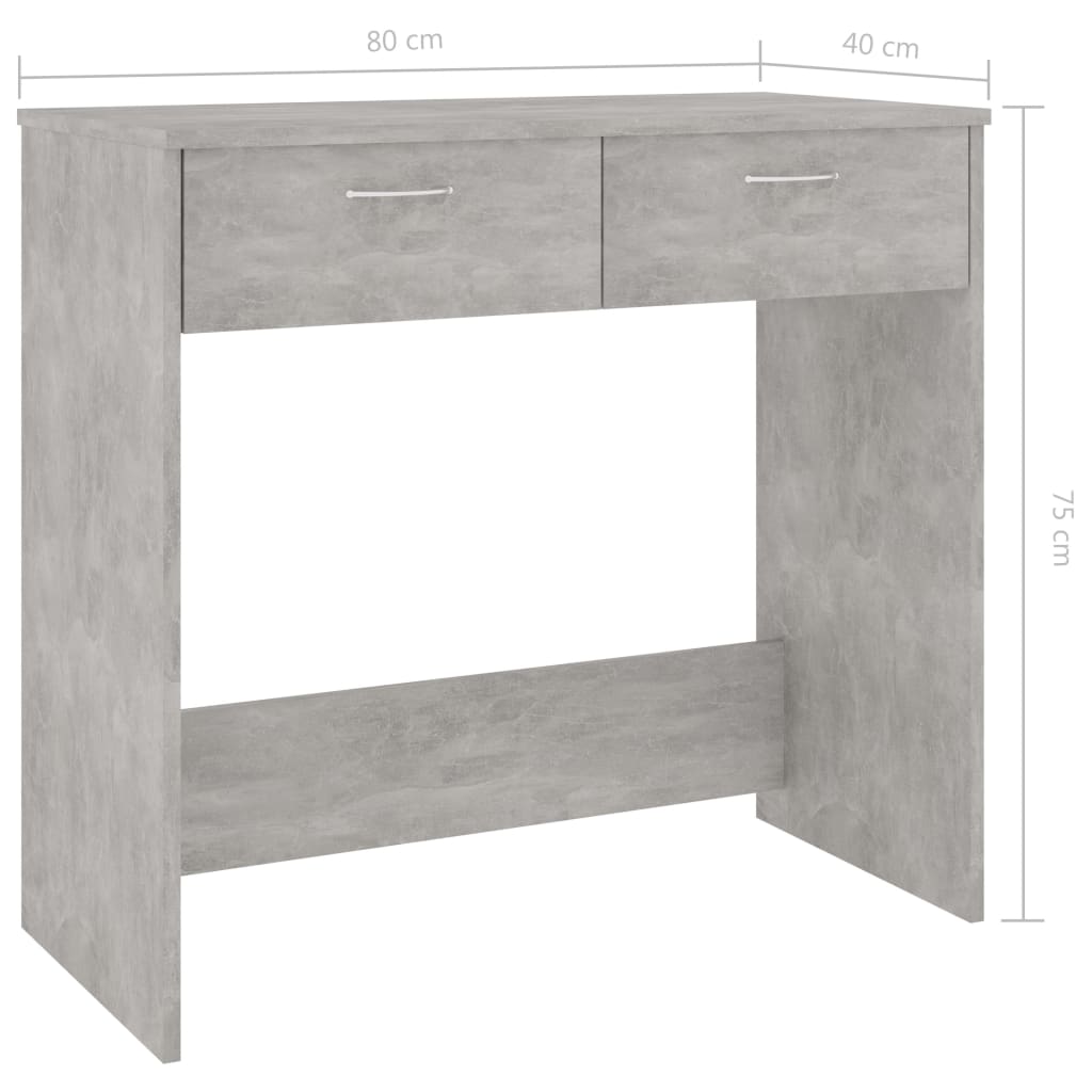 vidaXL Biurko, szarość betonu, 80x40x75 cm, materiał drewnopochodny