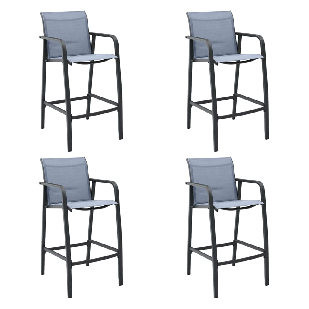 vidaXL Ogrodowe krzesła barowe, 4 szt., szare, tworzywo textilene