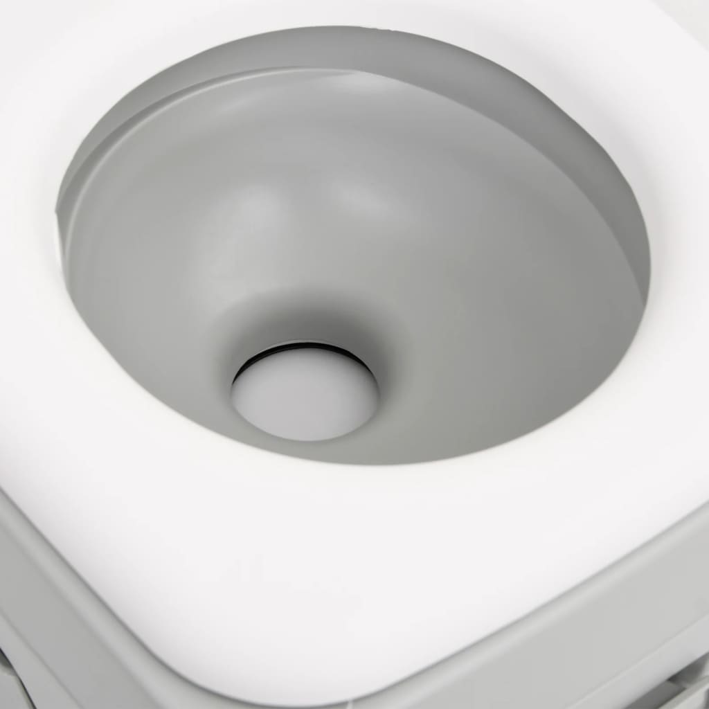 vidaXL Przenośna toaleta turystyczna, szaro-biała, 15+10 L, HDPE