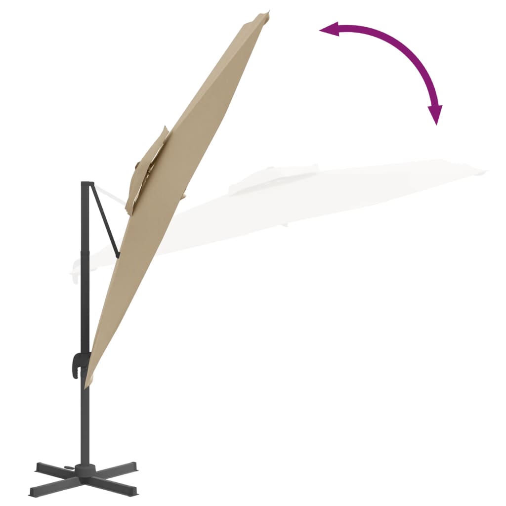 vidaXL Wiszący parasol z podwójną czaszą, kolor taupe, 300x300 cm