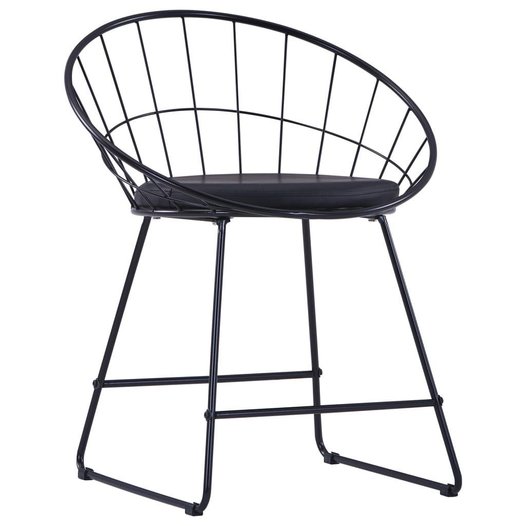 vidaXL Krzesła z siedziskami ze sztucznej skóry, 6 szt., czarne, stal