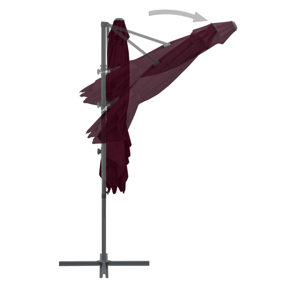 vidaXL Parasol wiszący na stalowym słupku, bordowy, 250x250 cm