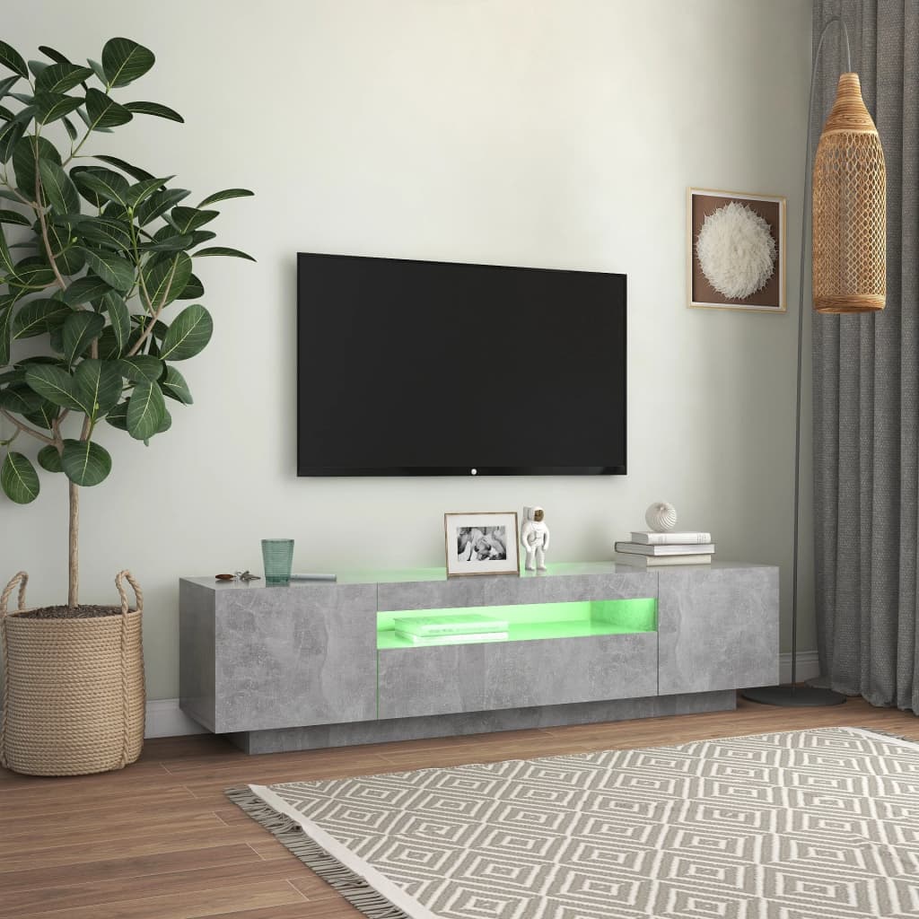vidaXL Szafka TV z oświetleniem LED, szarość betonu, 160x35x40 cm