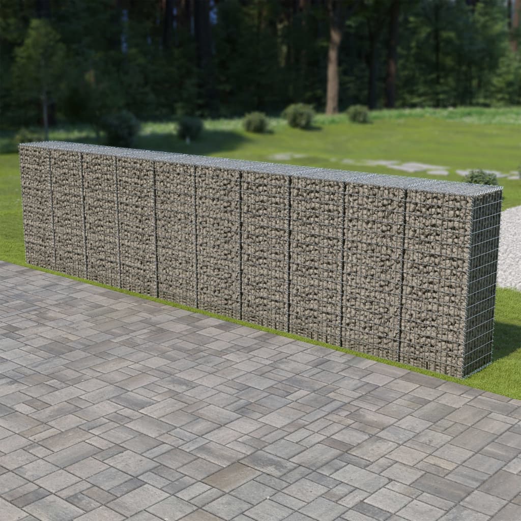 vidaXL Ściana gabionowa z pokrywami, galwanizowana stal, 600x50x150 cm