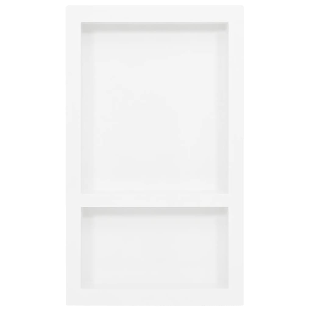 vidaXL Wnęka prysznicowa z 2 półkami, biała, połysk, 41x69x9 cm