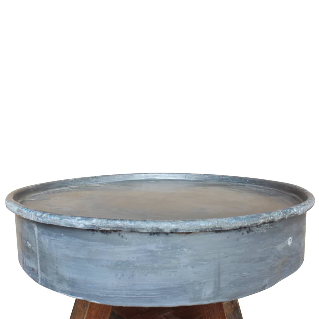vidaXL Stolik kawowy, lite drewno z odzysku, 60 x 45 cm, srebrny