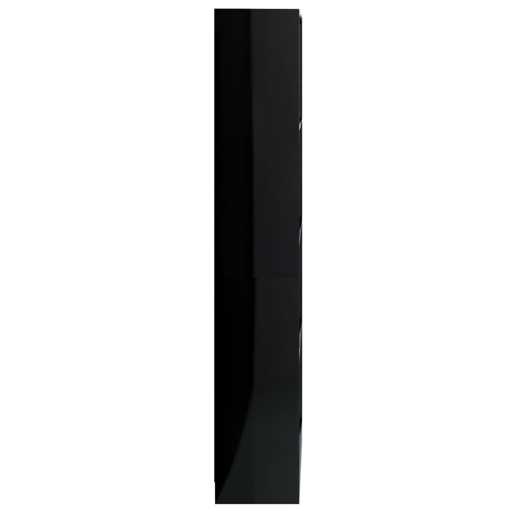 vidaXL 4-poziomowy regał, wysoki połysk, czarny, 80x24x142 cm
