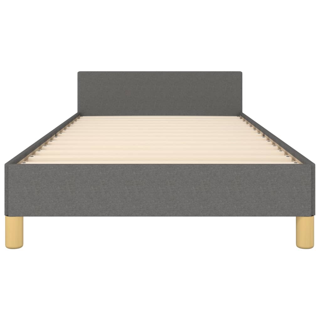 vidaXL Rama łóżka z zagłówkiem, ciemnoszara, 90x200 cm, obita tkaniną