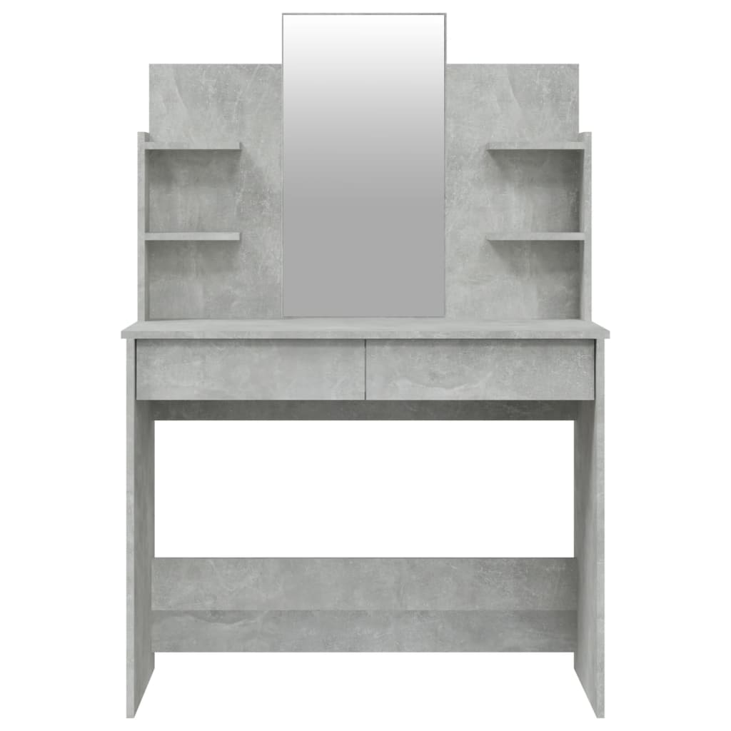 vidaXL Toaletka z lustrem, betonowa szarość, 96x40x142 cm