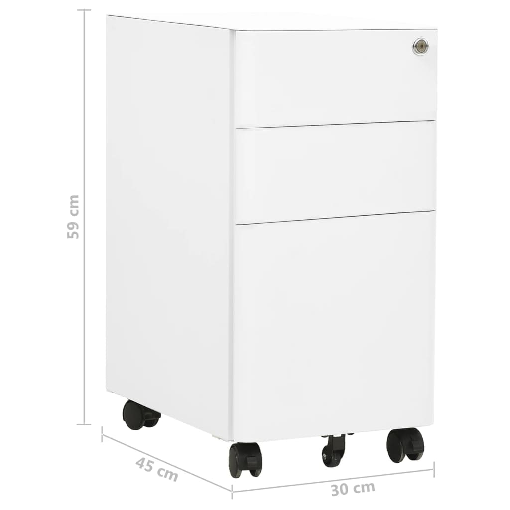 vidaXL Mobilna szafka kartotekowa, biała, 30x45x59 cm, stalowa