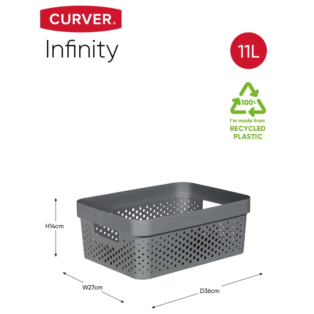 Curver Zestaw pudełek Infinity z pokrywkami, 4 szt., 11L+17L, antracyt