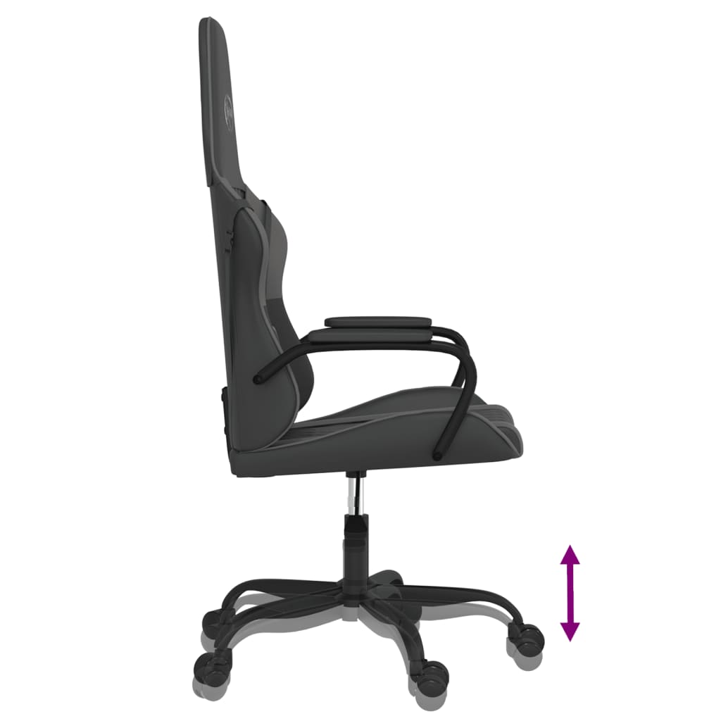 vidaXL Masujący fotel gamingowy, czarno-szary, sztuczna skóra