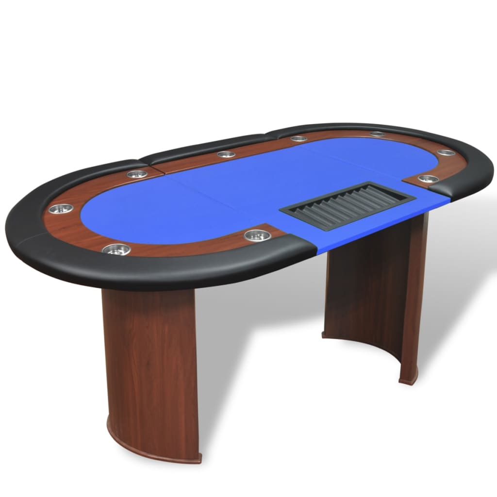 vidaXL Stół do pokera dla 10 graczy z tacą na żetony, niebieski