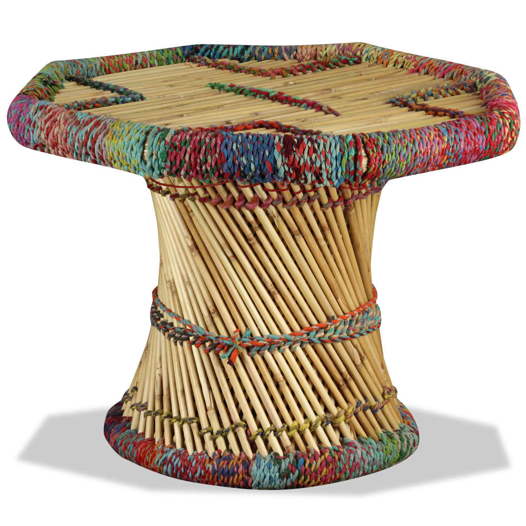 vidaXL Stolik kawowy z detalami w stylu chindi, bambus, wielokolorowy