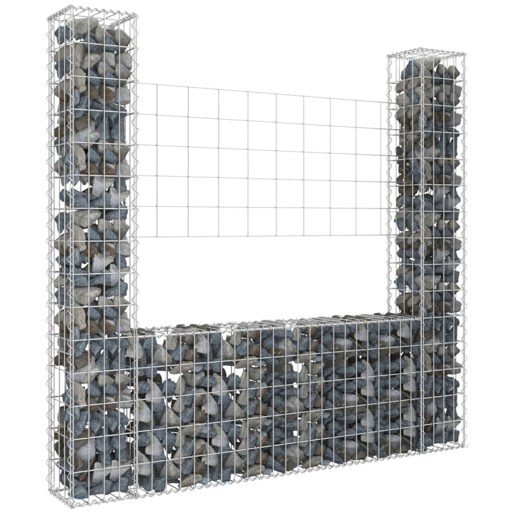 vidaXL Ogrodzenie gabionowe z 2 słupkami, żelazo, 140x20x150 cm