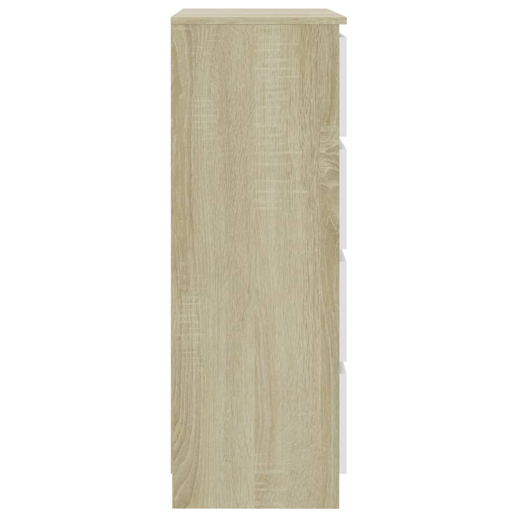 vidaXL Komoda, biel i dąb, 60x35x98,5 cm, materiał drewnopochodny