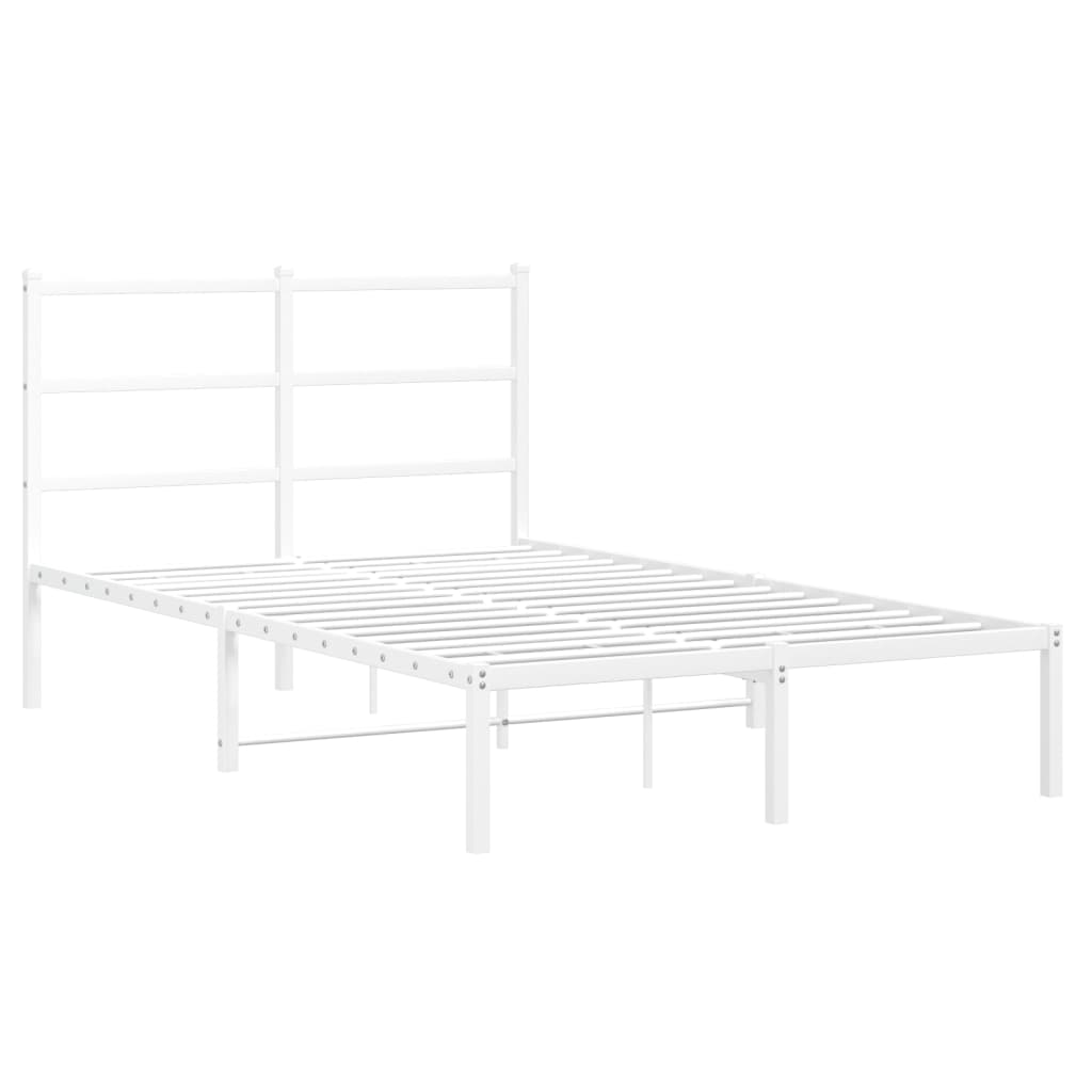 vidaXL Metalowa rama łóżka z wezgłowiem, biała, 120x190 cm