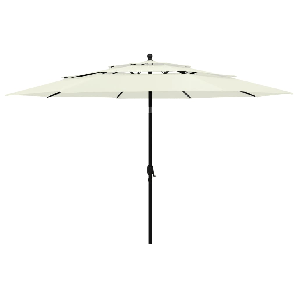 vidaXL 3-poziomowy parasol na aluminiowym słupku, piaskowy, 3,5 m