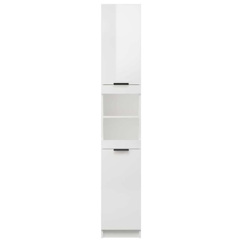 vidaXL Szafka łazienkowa, biała o wysokim połysku, 32x34x188,5 cm