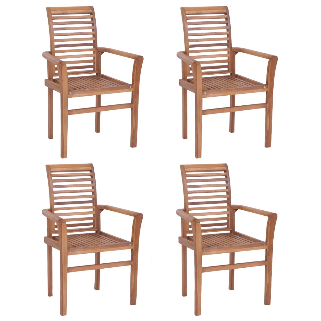 vidaXL Sztaplowane krzesła do jadalni, 4 szt., lite drewno tekowe
