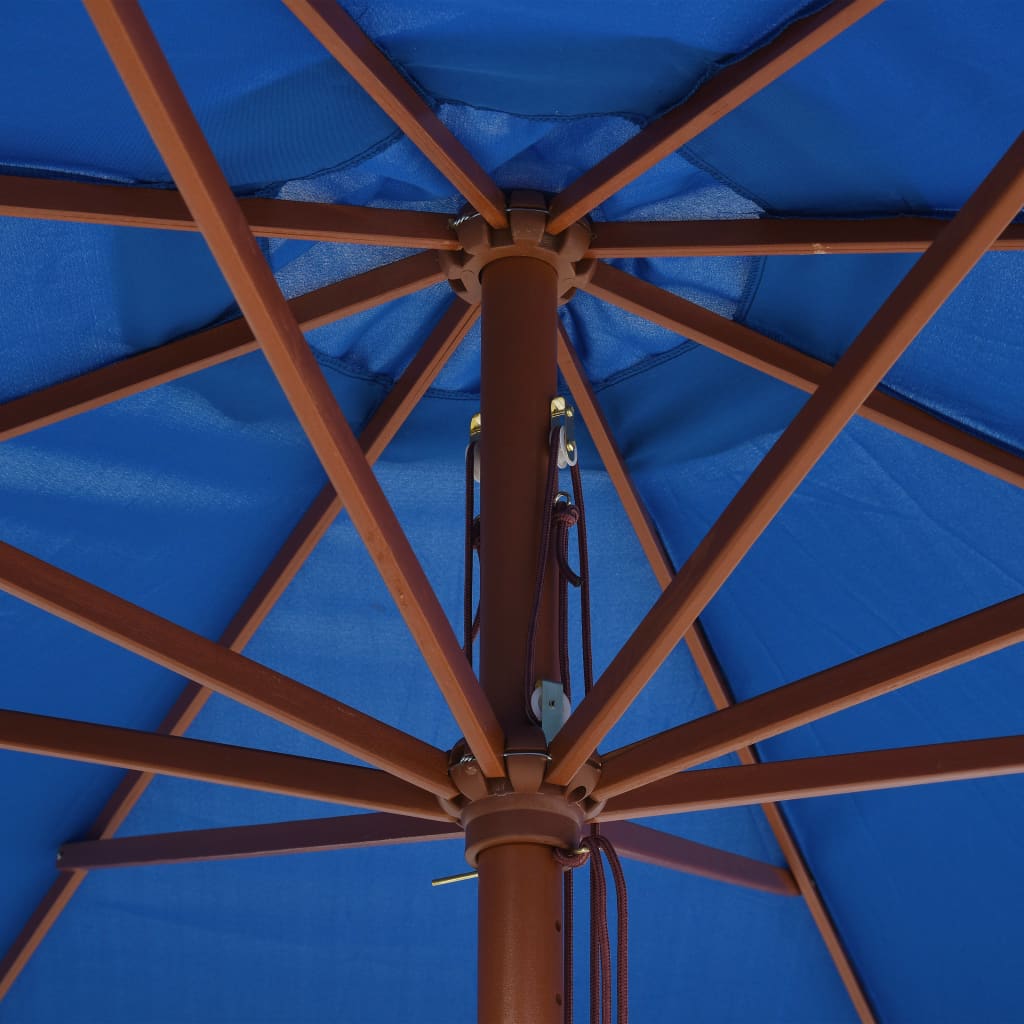 vidaXL Parasol ogrodowy na drewnianym słupku, 350 cm, niebieski