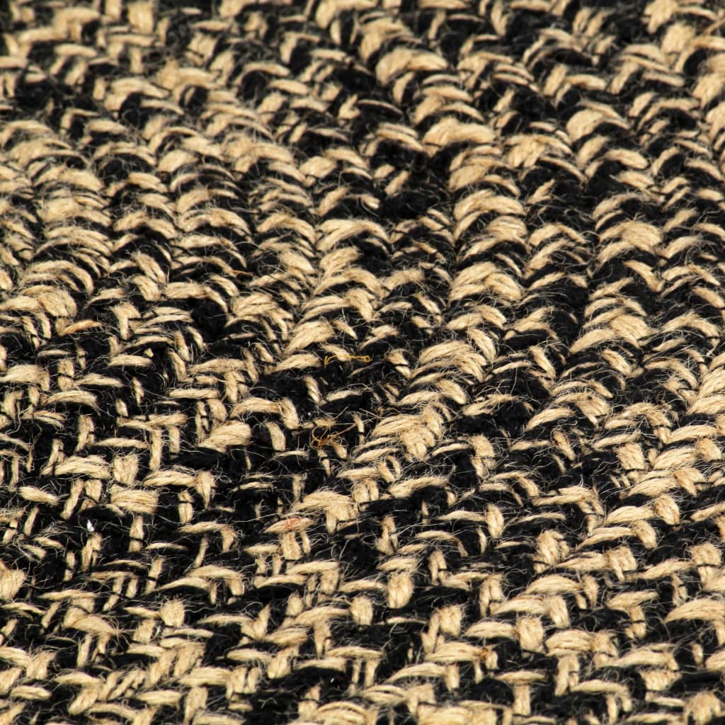 vidaXL Ręcznie wykonany dywanik, juta, czarny i naturalny, 90 cm