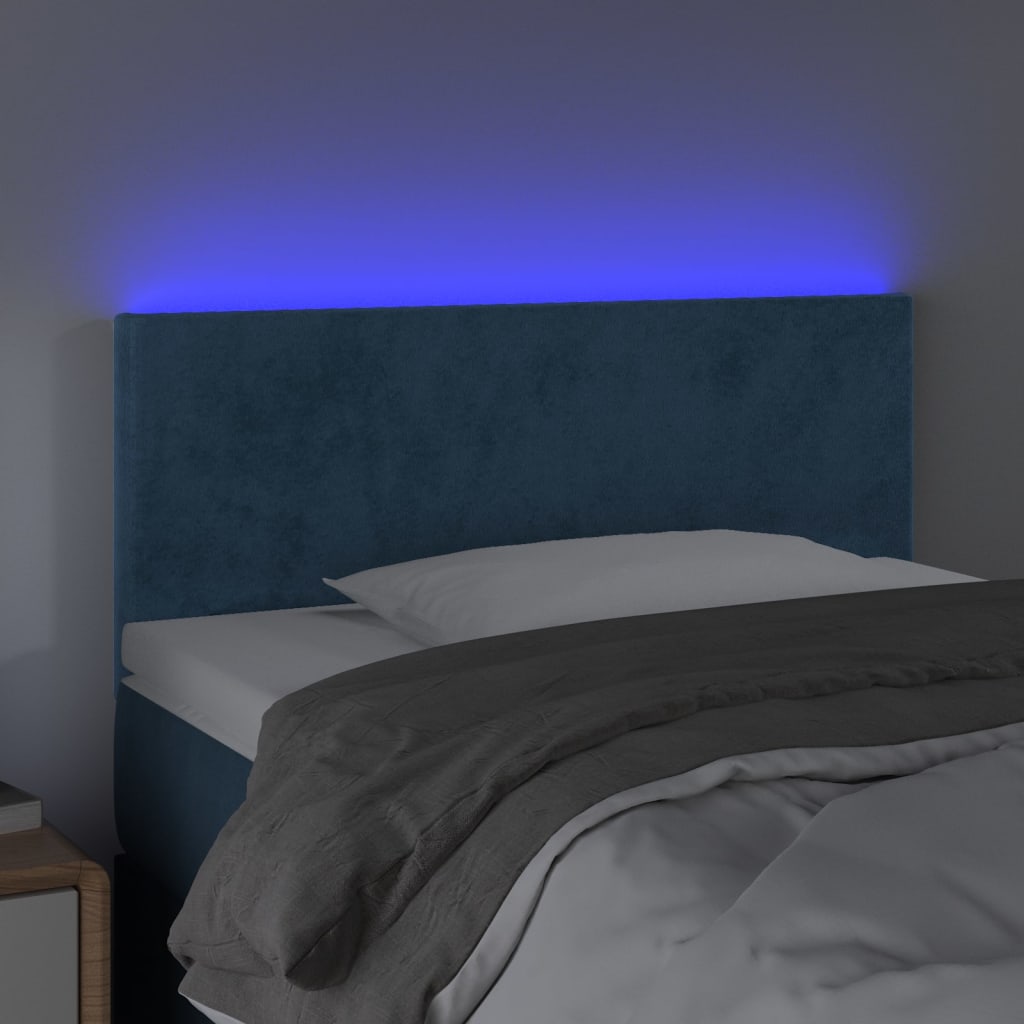 vidaXL Zagłówek do łóżka, ciemnoniebieski, 100x5x78/88 cm, aksamit