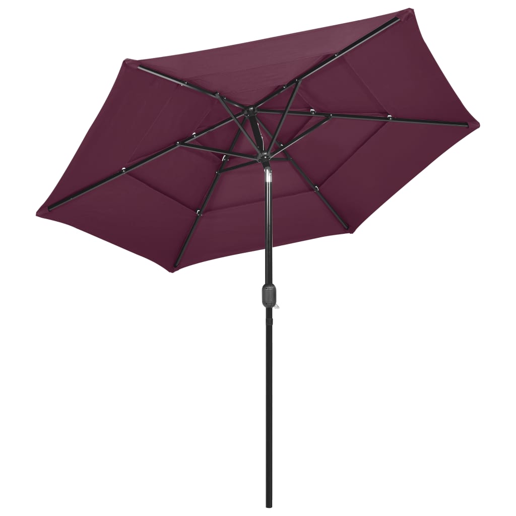 vidaXL 3-poziomowy parasol na aluminiowym słupku, bordowy, 2,5 m