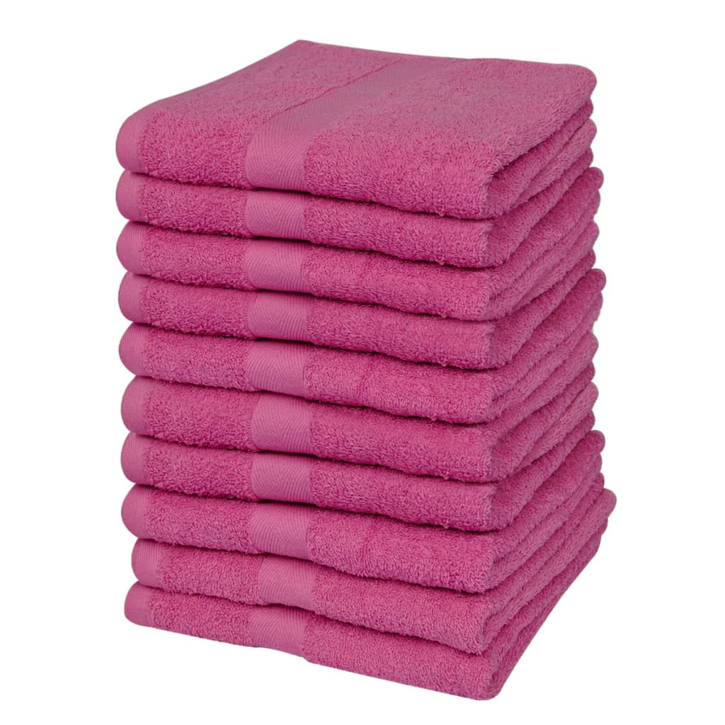 vidaXL Ręczniki, 10 szt., bawełna, 500 g/m², 30x50 cm, różowe