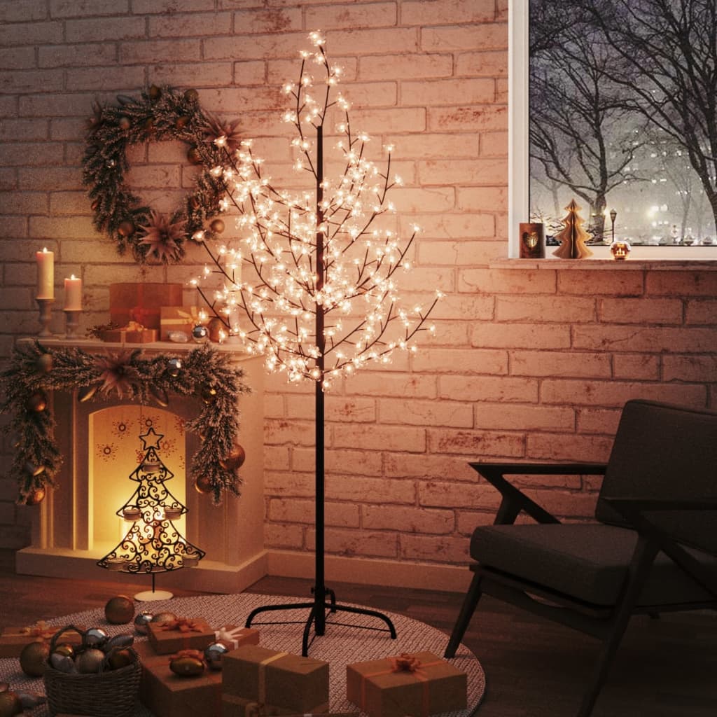 vidaXL Drzewko wiśniowe, 200 LED, ciepła biel, 180 cm